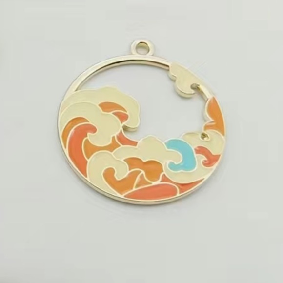 3/$12 Ocean Waves Hokusai Beach Keychain Key Ring - Picture 2 of 5